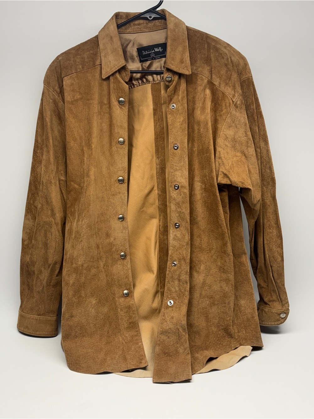Patricia Wolf Tan Suede Jacket S Concho Buttons Made in TX GUC Vintage Western
